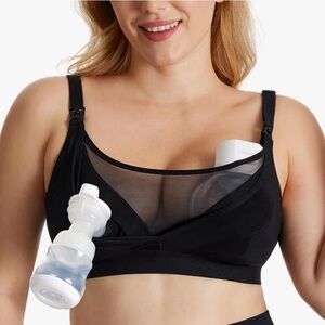 Momcozy Mesh Support Pumping Bra Hands Free Comfortable Plus Size Nursing Bra